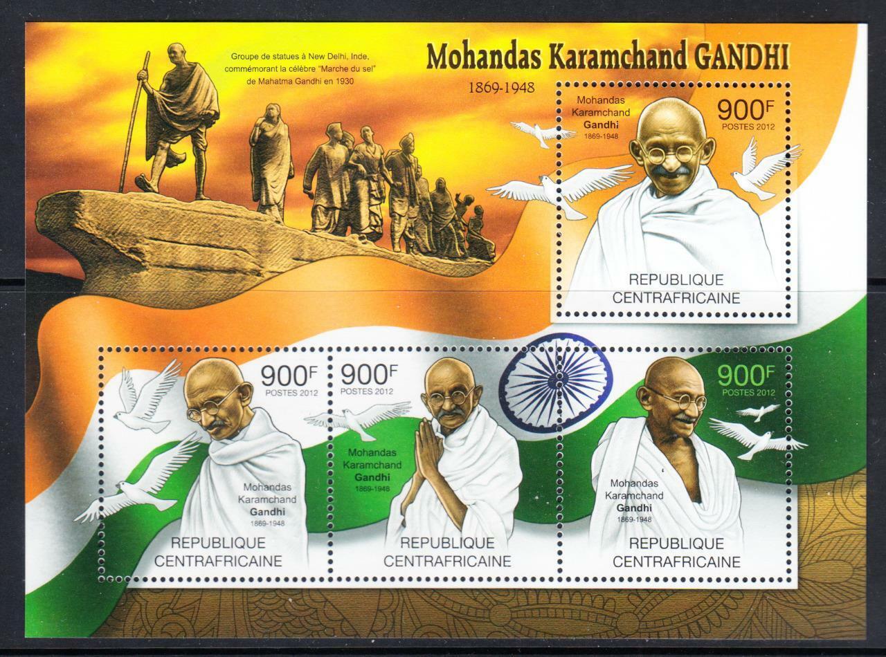 Central Africa 2011 Mahatma Gandhi Stamps M/S MNH