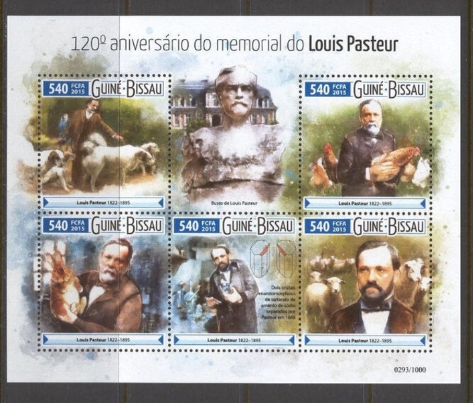 Guinea Bissau 2016 Louis Pasteur Chemistry Animals M/S MNH