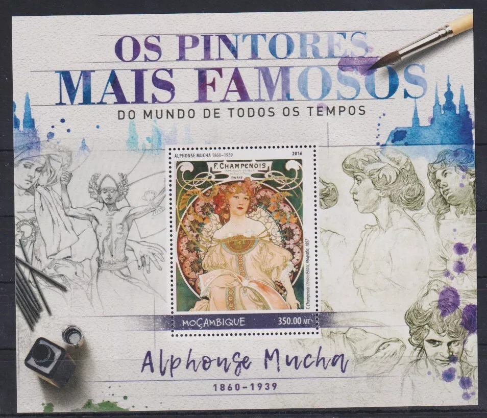 Mozambique 2016 Alphonse Mucha Paintings M/S MNH