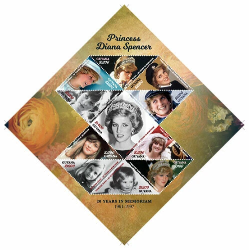 Guyana 2017 Princess Diana ODD SHAPE M/S MNH
