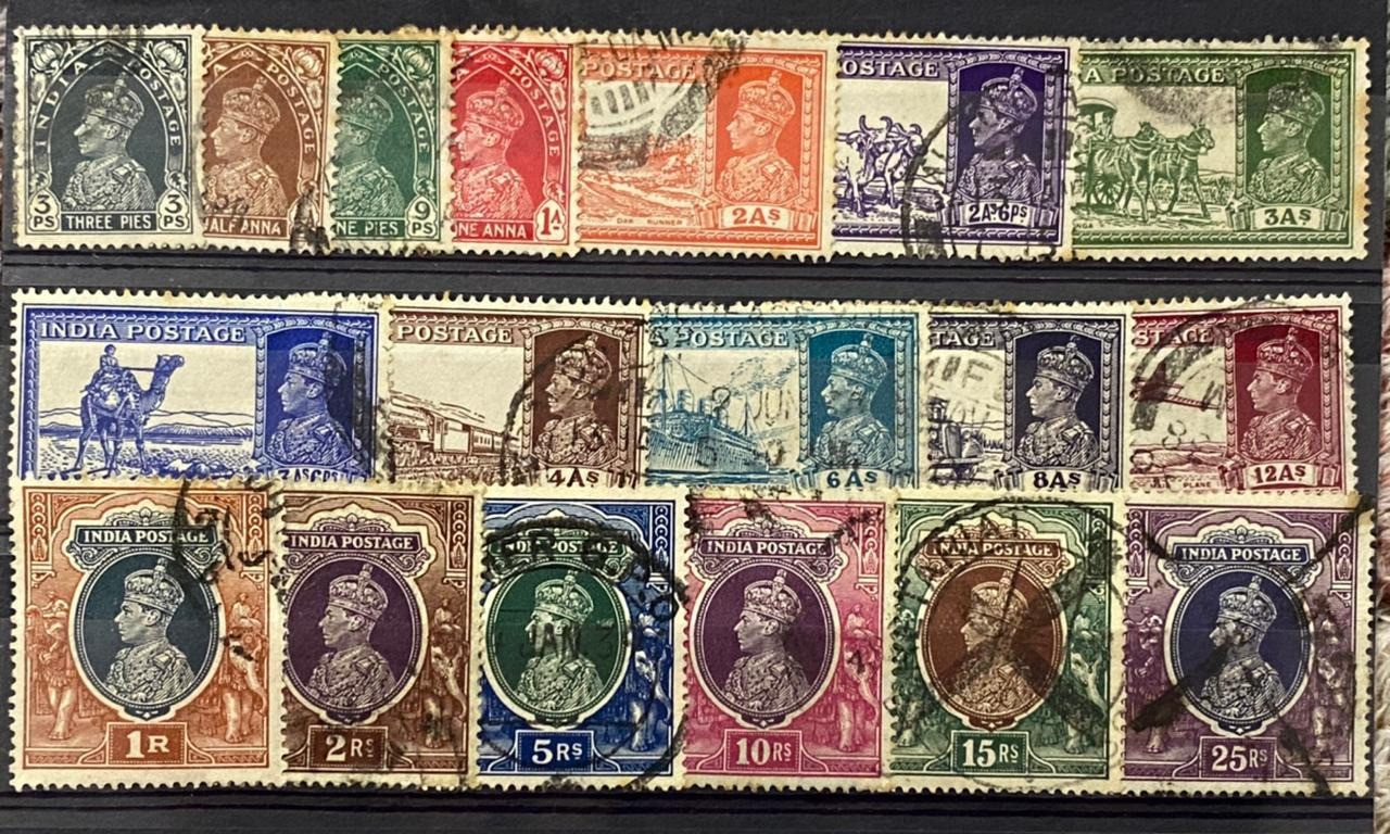 India 1937-40 KGVI Multi Star Wmk SG247-264 Complete Set Used SG Val £160+