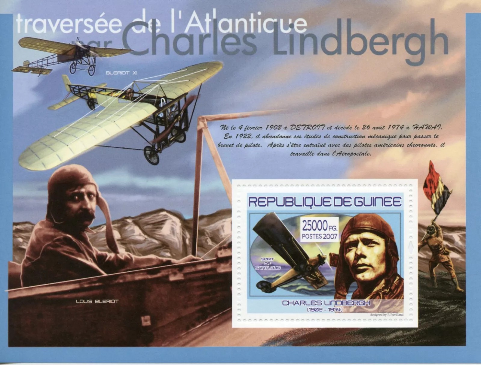 Guinee 2007 Aviation Charles Lindbergh Atlantic Crossing M/S MNH