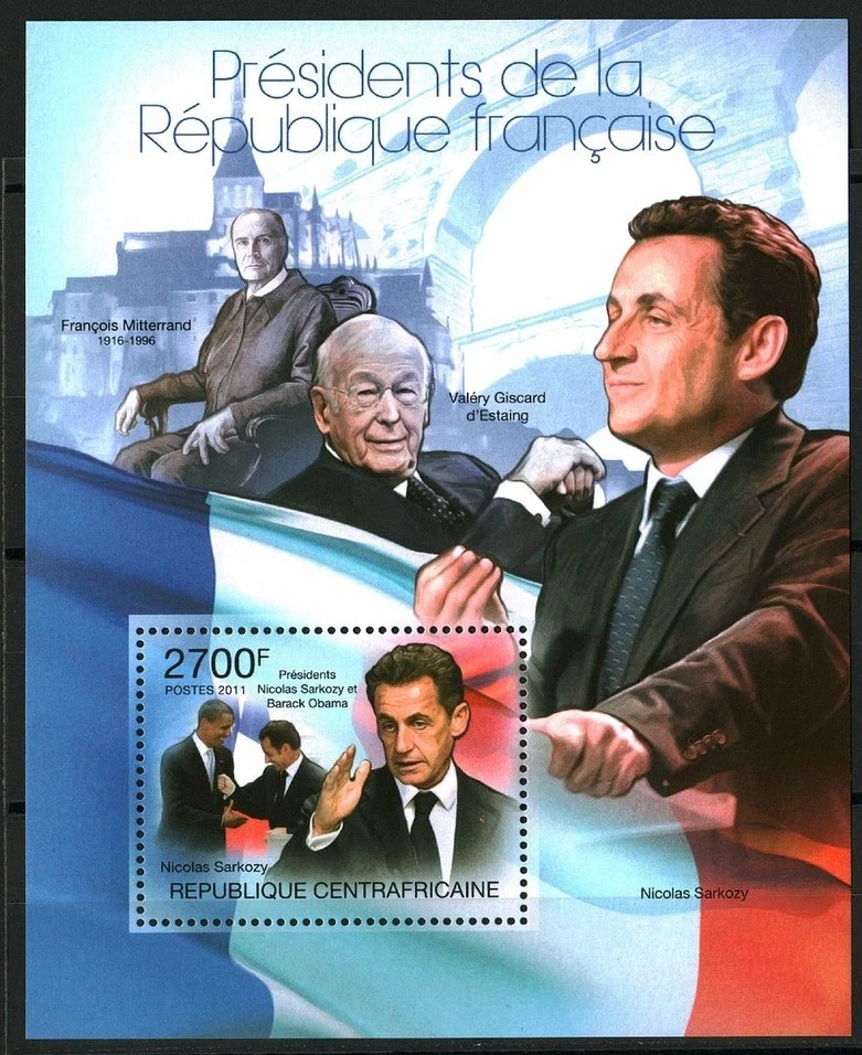 Central Africa 2011 Presidents Of France M/S MNH