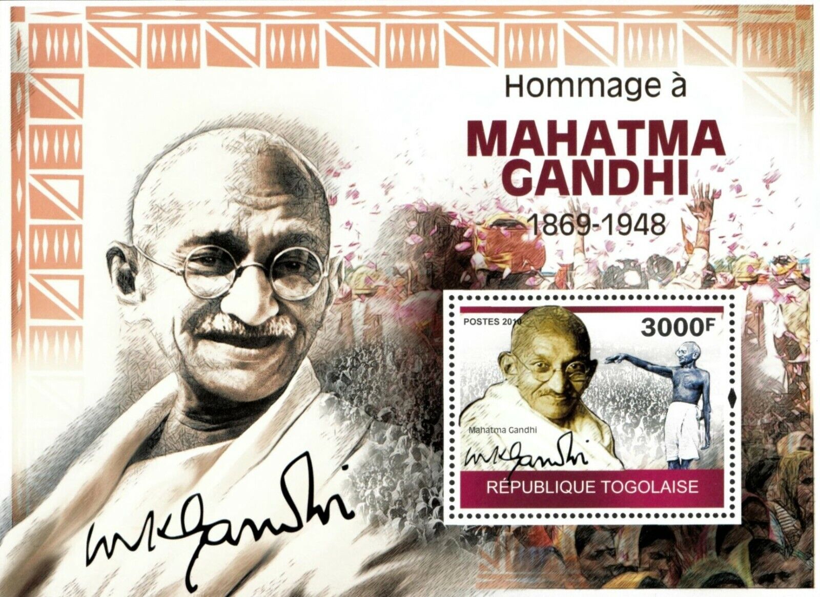 Togo 2010 Mahatma Gandhi M/S MNH