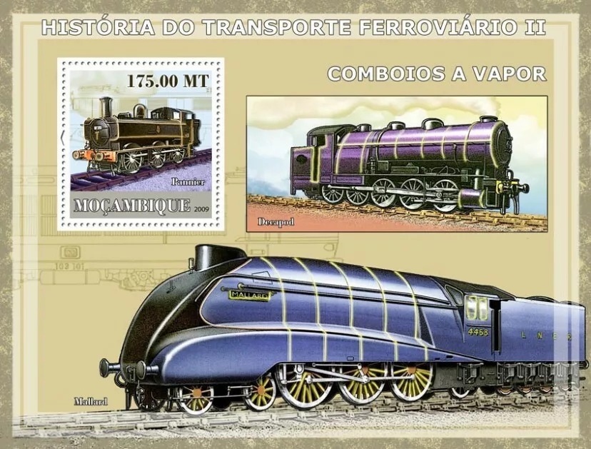 Mozambique 2009 Trains M/S MNH
