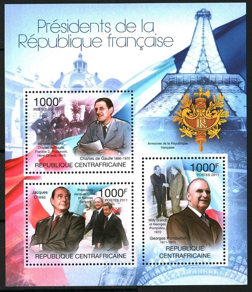 Central Africa 2011 Presidents Of France M/S MNH