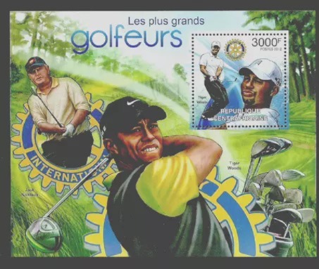 Central Africa 2012 Golf Lion Rotary Woods M/S MNH
