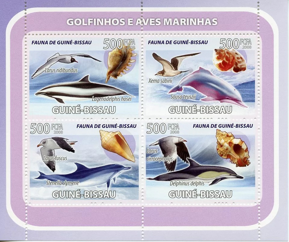 Guinea Bissau 2008 Dolphins & Birds Sea shells M/S MNH