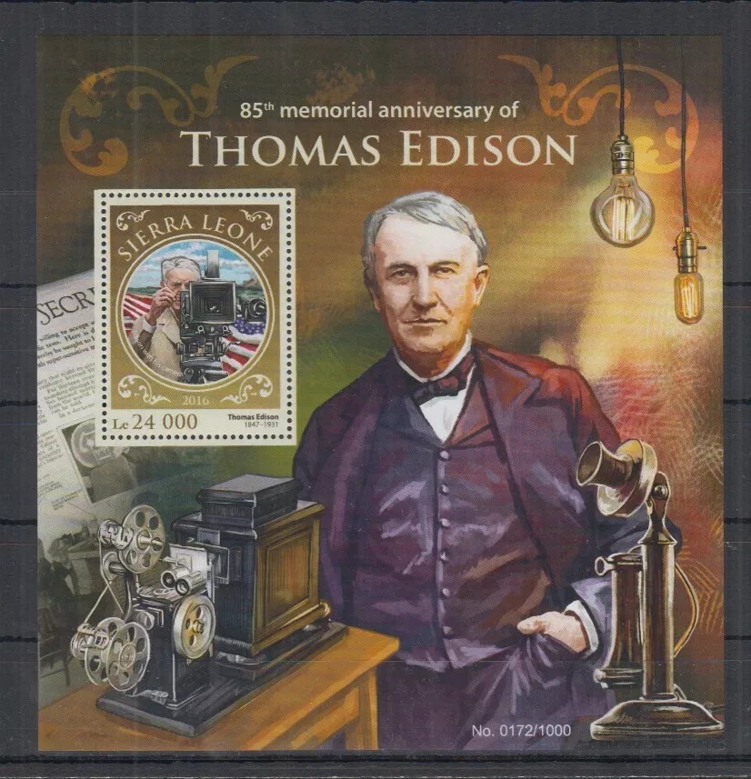 Sierra Leone 2016 Thomas Edison M/S MNH