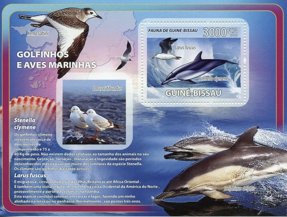 Guinea Bissau 2008 Dolphins & Birds M/S MNH