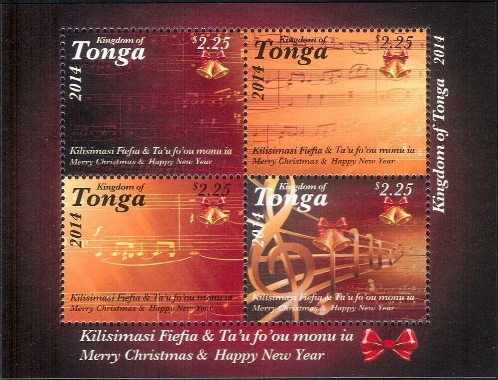 Tonga 2014 Christmas Musical Score Bells M/S MNH