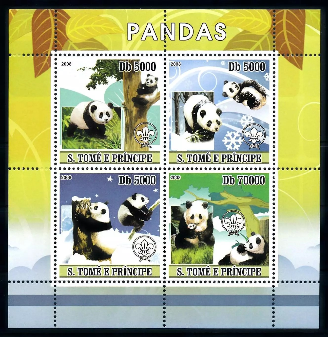 Guinee 2008 Wild Life Panda M/S HMN
